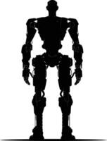 AI generated Silhouette robot character black color only full body vector