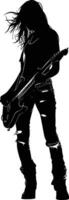 AI generated Silhouette lady rocker in perform black color only full body vector