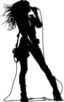 AI generated Silhouette lady rocker in perform black color only full body vector