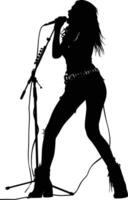 AI generated Silhouette lady rocker in perform black color only full body vector