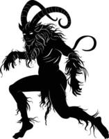 AI generated Silhouette satyr ancient mythology creature black color only full body vector