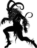 AI generated Silhouette satyr ancient mythology creature black color only full body vector