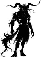 AI generated Silhouette satyr ancient mythology creature black color only full body vector