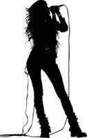 AI generated Silhouette lady rocker in perform black color only full body vector