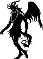 AI generated Silhouette satyr ancient mythology creature black color only full body vector