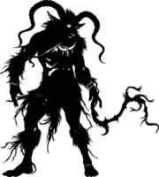 AI generated Silhouette satyr ancient mythology creature black color only full body vector