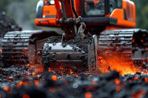 AI generated An excavator digging dirt on a construction professional photography photo