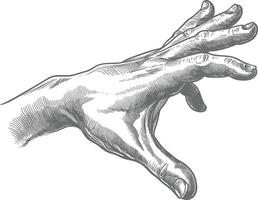 AI generated hand gesture in old engraving style for drawing reference vector