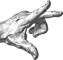 AI generated hand gesture in old engraving style for drawing reference vector