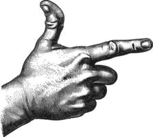 AI generated hand gesture in old engraving style for drawing reference vector