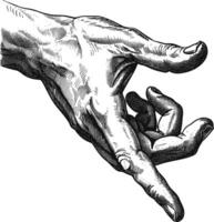 AI generated hand gesture in old engraving style for drawing reference vector