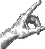 AI generated hand gesture in old engraving style for drawing reference vector