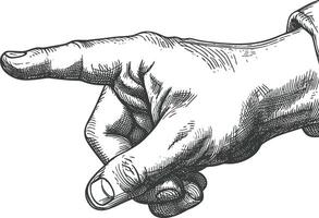 AI generated hand gesture in old engraving style for drawing reference vector