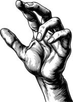 AI generated hand gesture in old engraving style for drawing reference vector