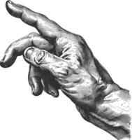 AI generated hand gesture in old engraving style for drawing reference vector