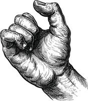 AI generated hand gesture in old engraving style for drawing reference vector