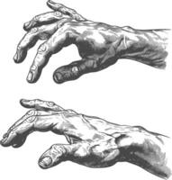 AI generated hand gesture in old engraving style for drawing reference vector