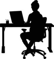 AI generated Silhouette Office Desk With Laptop people Work inside vector