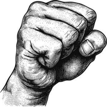 AI generated hand gesture in old engraving style for drawing reference vector