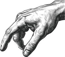 AI generated hand gesture in old engraving style for drawing reference vector