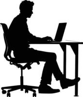 AI generated Silhouette Office Desk With Laptop people Work inside vector