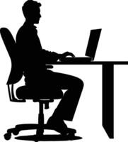 AI generated Silhouette Office Desk With Laptop people Work inside vector