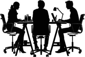 AI generated Silhouette Office Desk With Laptop people Work inside vector