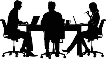 AI generated Silhouette Office Desk With Laptop people Work inside vector