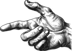 AI generated hand gesture in old engraving style for drawing reference vector