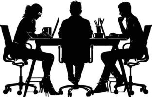 AI generated Silhouette Office Desk With Laptop people Work inside vector