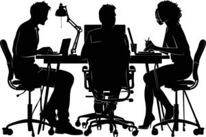 AI generated Silhouette Office Desk With Laptop people Work inside vector