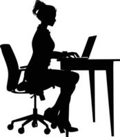 AI generated Silhouette Office Desk With Laptop people Work inside vector