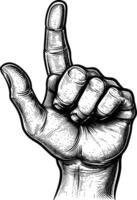 AI generated hand gesture in old engraving style for drawing reference black color only vector