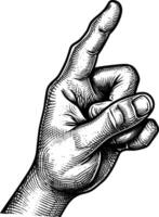 AI generated hand gesture in old engraving style for drawing reference black color only vector