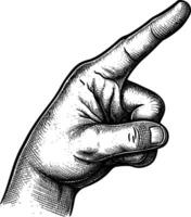 AI generated hand gesture in old engraving style for drawing reference black color only vector