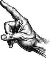 AI generated hand gesture in old engraving style for drawing reference black color only vector