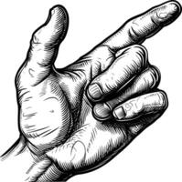 AI generated hand gesture in old engraving style for drawing reference black color only vector