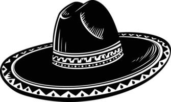 AI generated Silhouette mexican hat sombrero black color only vector