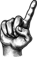 AI generated hand gesture in old engraving style for drawing reference black color only vector