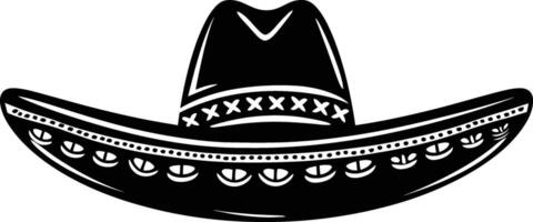 AI generated Silhouette mexican hat sombrero black color only vector