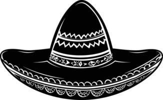 ai generado silueta mexicano sombrero sombrero negro color solamente vector