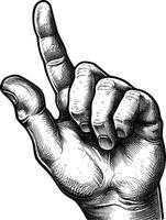 AI generated hand gesture in old engraving style for drawing reference black color only vector