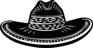 AI generated Silhouette mexican hat sombrero black color only vector