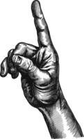 AI generated hand gesture in old engraving style for drawing reference black color only vector