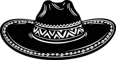 ai generado silueta mexicano sombrero sombrero negro color solamente vector