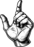 AI generated hand gesture in old engraving style for drawing reference black color only vector