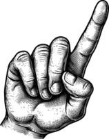 AI generated hand gesture in old engraving style for drawing reference black color only vector