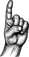 AI generated hand gesture in old engraving style for drawing reference black color only vector