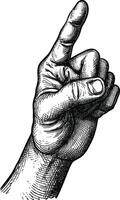 AI generated hand gesture in old engraving style for drawing reference black color only vector