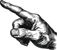 AI generated hand gesture in old engraving style for drawing reference black color only vector